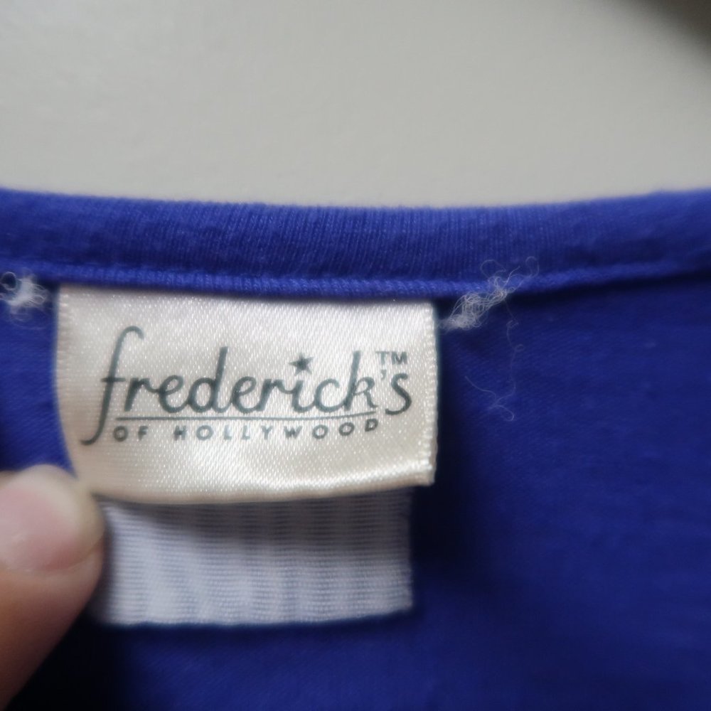 Frederick's of Hollywood dress women's small blue sexy v beck long sleeved - Picture 2 of 4